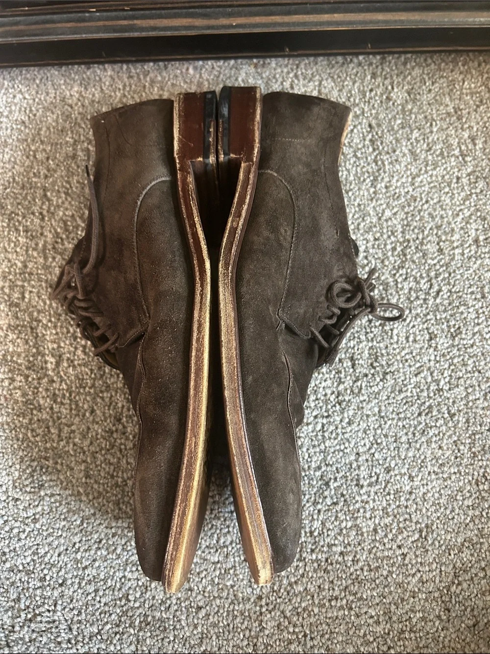 SALVATORE FERRAGAMO Brown Suede Lace-Up Dress Shoes